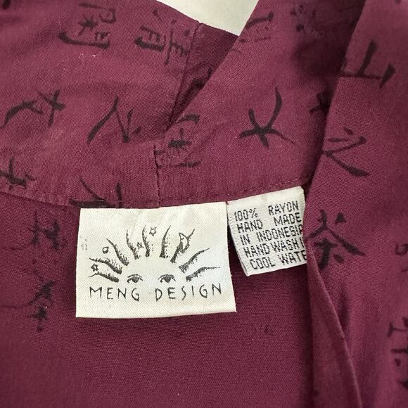 Meng Design Womens Kimono Style Top Size M Purple Black Asian Inspired Open - Picture 6 of 12